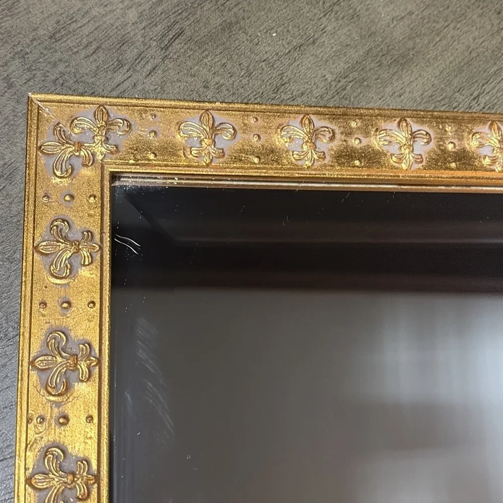 Vintage Ornate Gold Framed Mirror Filigree Art Deco 11